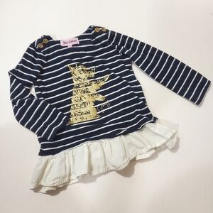 Juicy Couture - Girls Striped Tunic Top with Dog - Size
